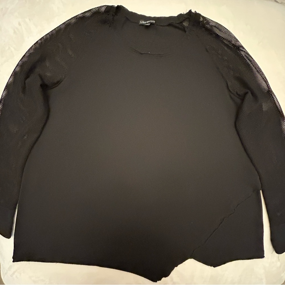 Lane Bryant Black Long Sleeve Detail Top